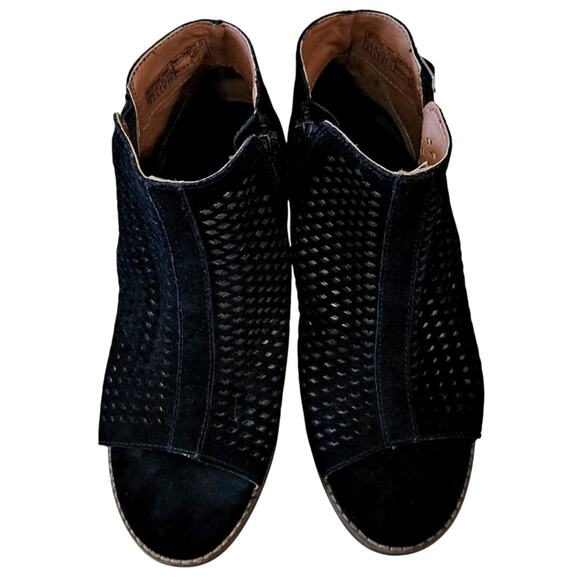 Vionic Women's Chryssa Open Toe Suede Heeled Ankle Booties Boots 6 Black Zip - Picture 5 of 9